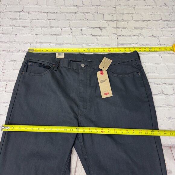 NWT Levi's 514 Athletic Taper Jeans Men Size 42x32 Black Denim D037 -18 - Picture 2 of 16